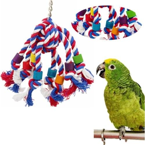 Bird Parrot Toy Claw Grinding Bird Supplies Toy Colorful Rope Pet Bird Chew Rope Funny Bite Resistant Creative Bird Cage Toy