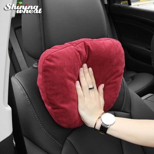 Alcantara Car Neck Headrest Pillow Car Accessories Cushion Auto Seat Head Support Neck Protector Automobiles Seat Neck Rest