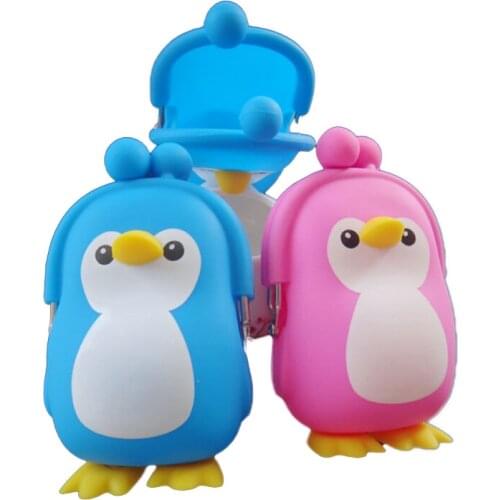 2019 Kawaii Penguin Pouch Cute Silica Gel Coin Purse Holder Cartoon Animal Hasp Small Wallet Girls Change Purse Kid Gift Bags