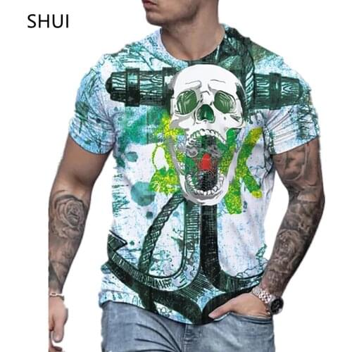 Mens Horror Skull T-shirt Animal Skull 3DT Shirt Mens Hip Hop 3D Printing Funny Skull O-Neck T-shirt camisetas hombre verano