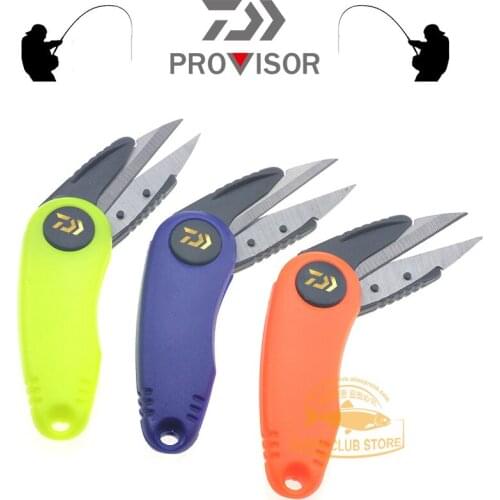 2020 Daiwa Mens Outdoor Fishing Color Fishing Line Scissors Telescopic Crooked Fishing Scissors Portable Folding Small Scissors