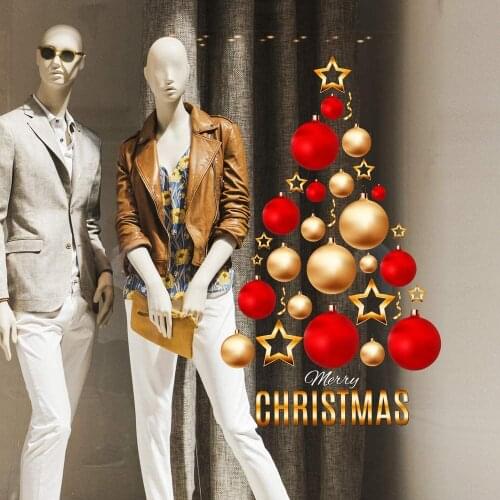 CRNT0125 window sticker Christmas 100% decoration for window shopping stores, without glue, repositionable and reusable at will