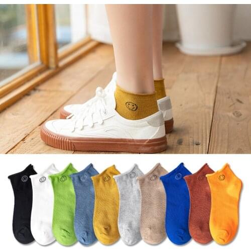 Cotton Socks Women Cute Casual Calcetines Soft Girls Fashion Ankle Socks Woman Chaussette Femme Short Boat Sock Female Solid