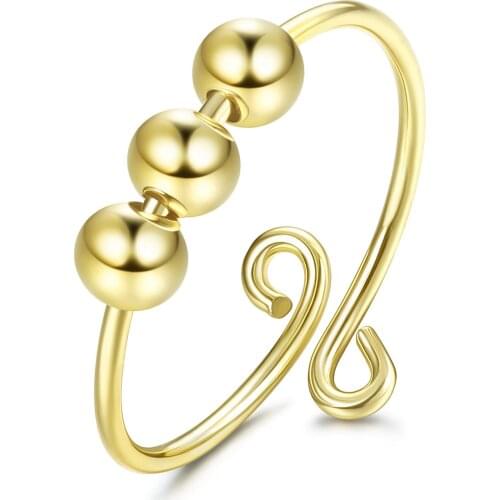 New Products Selling Personality Anxiety Ring Beads Ring Rotatable Jewelry Relieve Stress Gifts