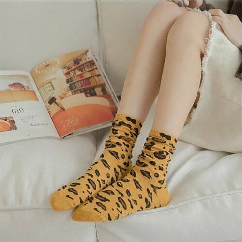 New Style Striped Tube Socks, Cartoon Womens Cotton Socks, Comfortable Womens Socks, European and American Style Leopard Socks