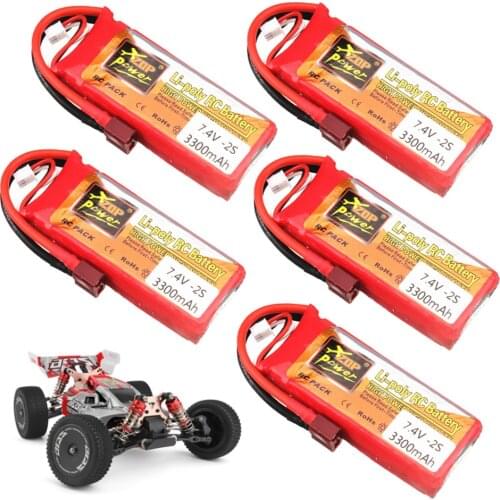 Original battery for Wltoys 144001 car 7.4 V 3300mAh Lipo battery T Plug for Wltoys 1/14 144001 RC car boat Lipo battery 1-5PCS