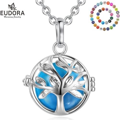 Eudora 18mm Pregnancy bola necklace Tree of life Locket Pendant Angel Caller Necklace with sound Maternity DIY Jewelry H214