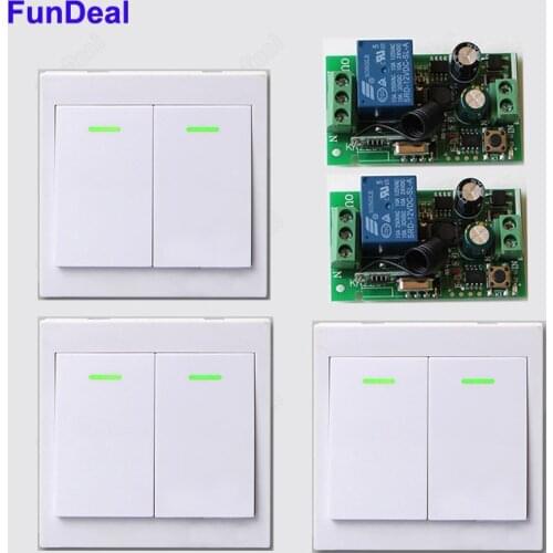 AC 85V 110V 220V 250V 1CH Wireless Remote Control Switch Receiver+Wall Panel Remote Transmitter Sticky Remote Smart Home Control
