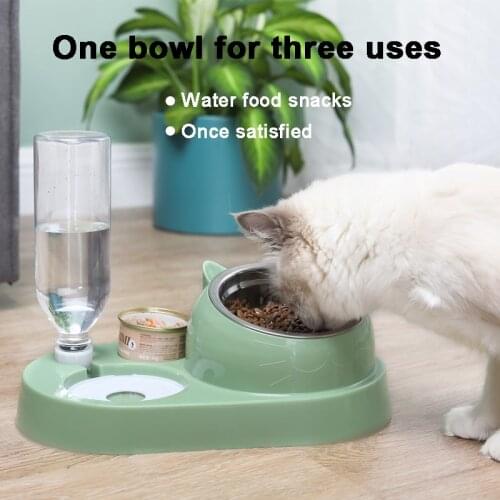 Cat Bowl Drinker 16 Degrees Tilted Safeguard Neck Stainless Steel Of Pet Feeder Cats Food Dispenser Cat Waterer Dogs Water Bowl