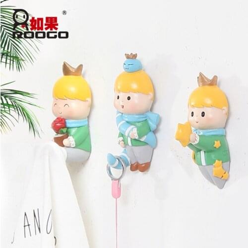 Roogo home decoration small prince series Wall Hanger clothes Holder hooks for bags Resin wedding gift for boy kids bedroom