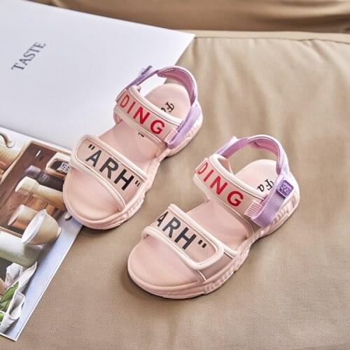 Boys Sports Sandals 2021 Summer New Childrens Elastic Breathable Beach Sandals Simple Soft-soled Casual Shoes for Girls Fashion