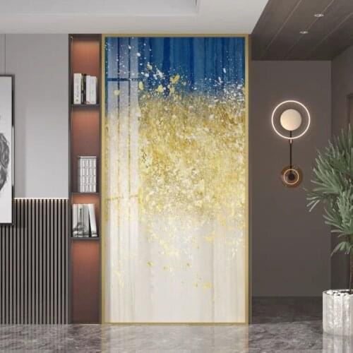Modern light luxury porch background wall, golden screen partition bedroom, block home top seat screen