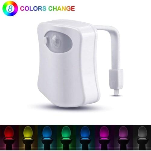 LED Night Light Motion Sensor Toilet Seat Lamp 8 Color Changeable Lamp AAA Battery WC Toilet Indoor Lighting