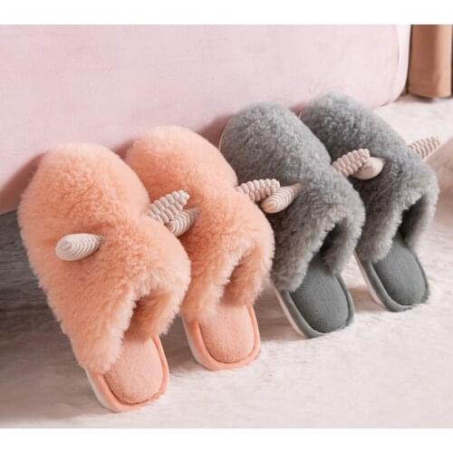 Women Winter Slippers Comfortable Warm Short Plush Shoes Female Cotton Non-Slip Indoor Bedroom Home Couple Men Slippers