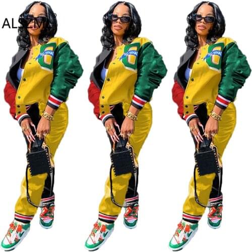 Yellow Single-Breasted Long Sleeve Top And Pants 2 Pieces Set High Street Chic Lady Fashion Tracksuits