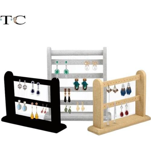 Jewelry Display Stand Earring Holder Earrings Display Stand Velvet Earrings Rack Black Linen Earring Studs Organizer 1pc