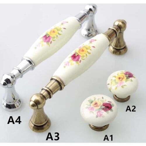 128mm modern fashion painting ceramic silver dresser kitchen cabinet door handle knob bronze drawer knob pull 5" chrome handle