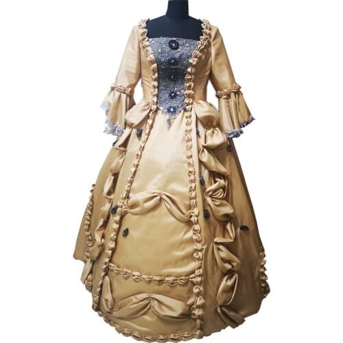 2020 New champagen Vintage costumes 18th Duchess Retro medieval Renaissance Reenactment Theatre Civil war Victorian dress D-600
