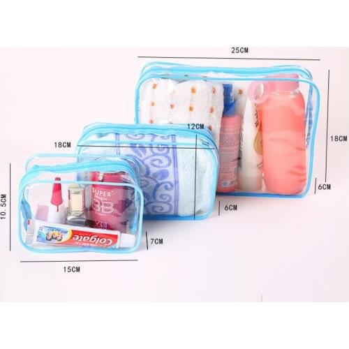 3PCS Waterproof PVC Cosmetic Storage Bag Women Transparent Organizer For Makeup Compression Travelling Bath Bags Outdoor Travel