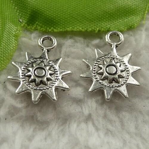 360 pieces antique silver sun charms 17x12mm #4288