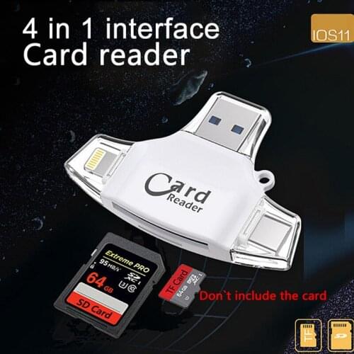4 in 1 Type C Micro SD Card Reader usb type-c OTG USB Flash Memory gadget For iPhone iPad MacBook Adapter SD Reader lightning
