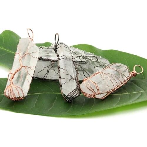 6PCS Natural Stone crystal original stone bud hand-woven tree of life natural white travel commemoration business gift