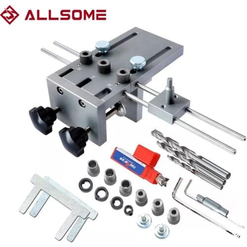 ALLSOME Woodworking Puncher Locator Wood Doweling Jig Adjustable Drilling Guide For DIY Furniture Connecting Position Tools