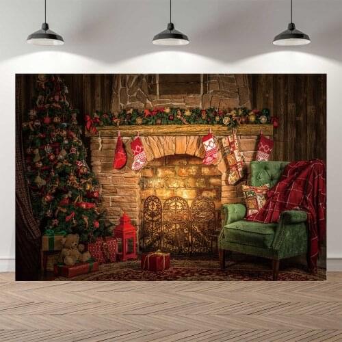 Christmas Tree Wooden Board Star Deer Baby Photography Backgrounds Customized Photographic Backdrops For Photo Studio