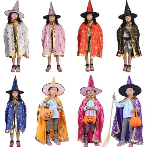 Halloween Baby Kids Clothing Costumes Boys Girls Hallowmas Party Clothes Poncho Cloak+Hat Enchanter Cosplay Children Wizard Wear