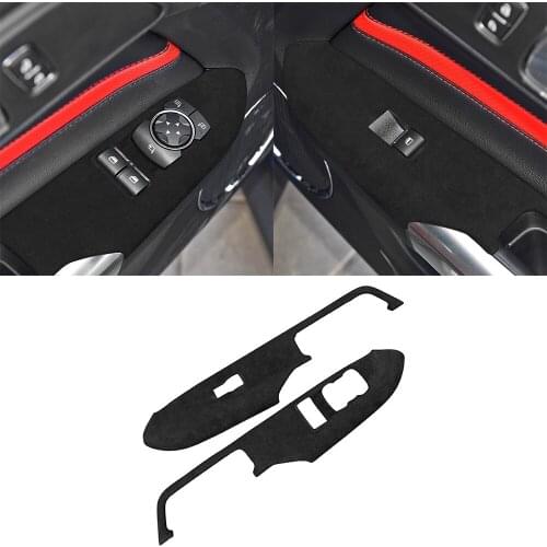 For Ford Mustang 2015 2016 2017 2018 2019 2020 Door Window Lifting Button Panel Cover Trim Decoration Car Accessory Suede Black