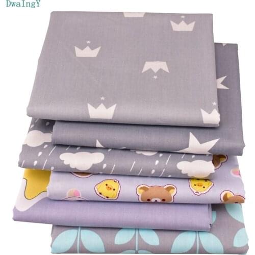 DwaIngY,6pcs/lot Gray series,Twill Cotton Fabric For Patchwork DIY Sewing,Quilting Quarters Baby Doll Cloth Material 20*25cm