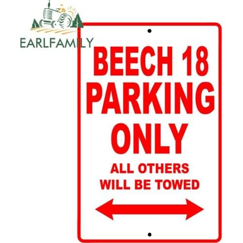 EARLFAMILY 13cm x 8.6cm for Beech 18 Parking Only Sign Funny Car Stickers Windows Trunk Decal Scratch-Proof Creativite Graphics
