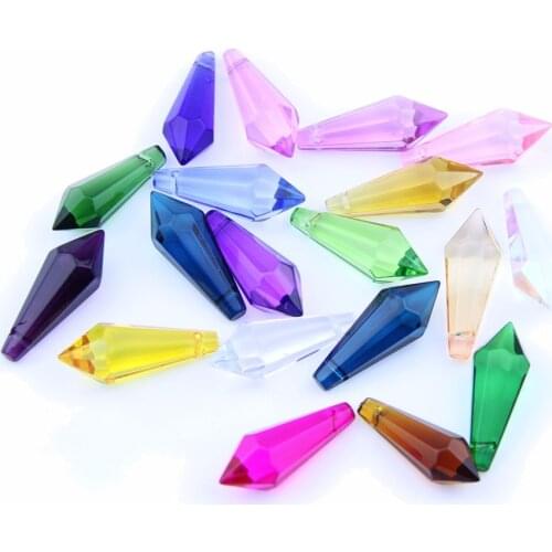 Hot Sale 38mm 10/40pcs Various Color Crystals Icicle Non-Multifaceted Glass Chandelier Pendant For Lighting Decoration