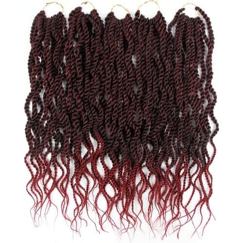 18'' Crochet Hair Curly Senegalese Braids Synthetic Braiding Hair Extensions Senegal Twist 12strands/pack