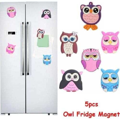 5Pcs Cartoon Owl Fridge Magnet Message Board Silicone Magnetic sticker home Decoration decal Animals cute Children Gifts