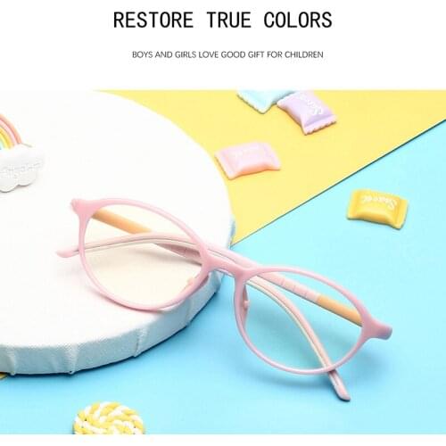 MAXJULI Oval Blue Light Blocking Kids Computer Glasses Oval Frame Children Boy Girls Light Yellow Lens Eyeglasses 6619