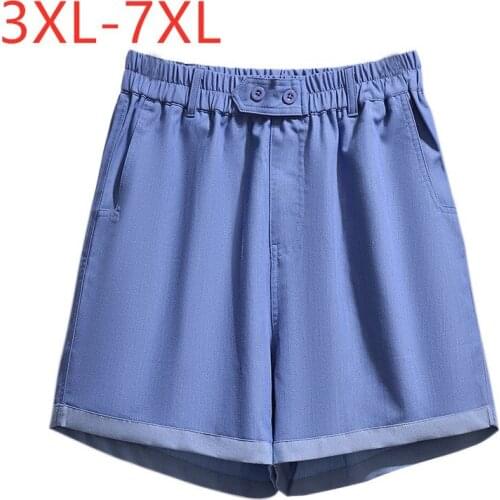 New 2021 Ladies Summer Plus Size Jeans Shorts For Women Large Loose Wide Leg Blue Pocket Denim Shorts 3XL 4XL 5XL 6XL 7XL