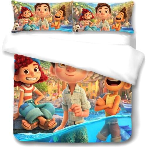 Disney Luca Alberto Sea Monster Boys Genuine Bedding Set 3D Cartoon Printed Quilt Cover Kids Anime Pattern Oversized Duvet Cover