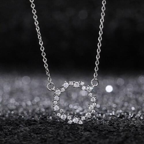 YOUHAOCC Simple Circle Inlaid Full of Diamonds Super Flash Ladies Clavicle Chain Fashion All-match Necklace Zircon Jewelry