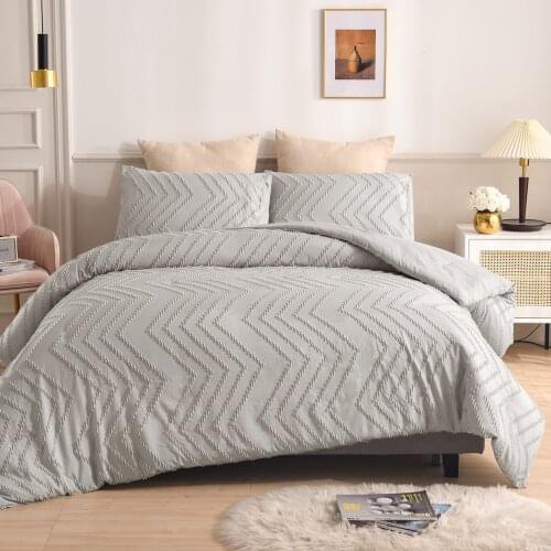 Luxury Bedding Set Grey White Chic Quilt Cover With Pillowcase Art Bed Cover Set NO SHEET Queen King Size 2/3pcs Home Textiles