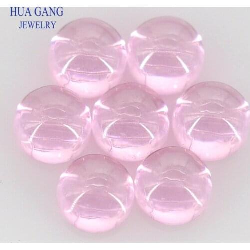 Pink Cubic Zirconia Stone Round Shape Cabochon Cut Flat Back Loose CZ Stone Synthetic Gems For Jewelry 4mm 6mm Free Shipping