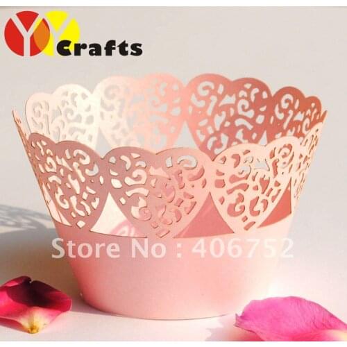 Wedding products "lace heart" filigree cupcake wrappers fast shipment