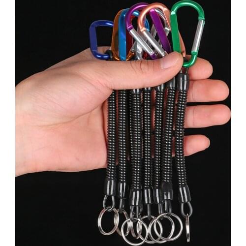 1PC Tactical Retractable Spring Elastic Rope Security Gear Tool Anti-lost Phone Keychain Portable Fishing Lanyards Outdoor Tools