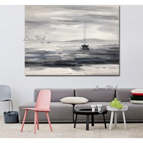 Decoration Modern Abstract 100% Handpainted Painting Of The Tranquil Sea Landscape New Arrival Wall Art Home Decor Unframe
