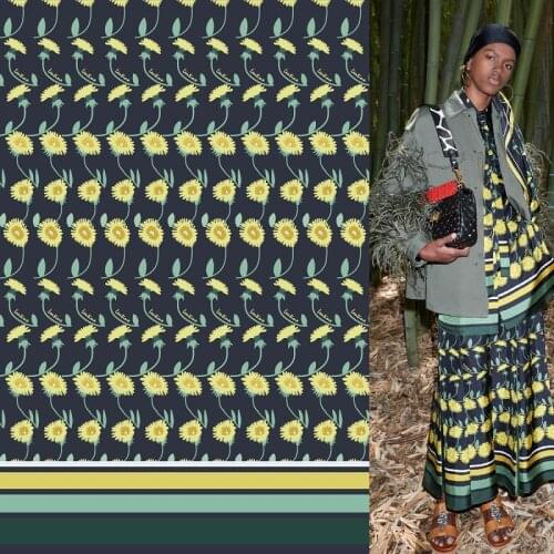 V Brand Classic Flower Dress Series Polyester Fashion Printed Fabric Spring and Summer Advanced Sewing Designer DIY Fabric