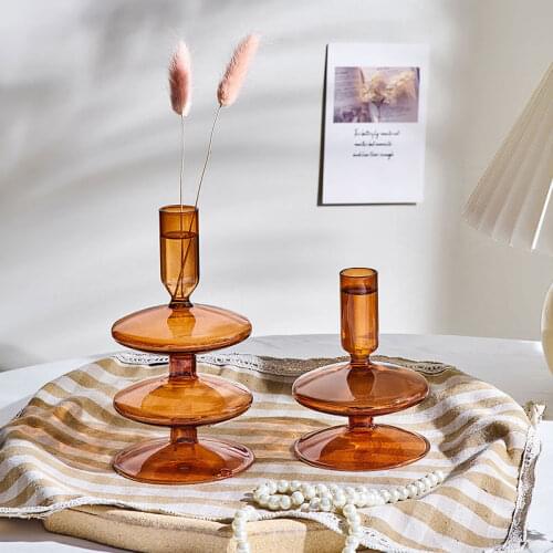 Vase Nordic Home Decor Glass Container Living Room Decoration Candle Holder Hydroponic Flower Arrangement Art Color Flower Pot