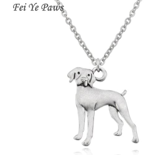Vintage Silver Color Boho Vizsla German Shorthaired Pointer Dog Charm Statement Necklace Long Chain For Women Men Jewelry Choker