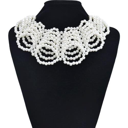 Vintage white lace beaded collar choker collar necklace fake collar women 's clothing accessories sweet false collar Necklace Je