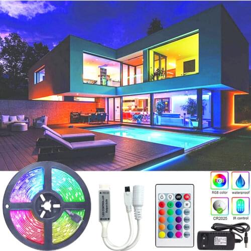 Waterproof Colored Led strips 5050 DC12V Rgb 5M/10M Led Lights for Room Wall Christmas Decor Led Ribbon Outdoor Lighting Remote