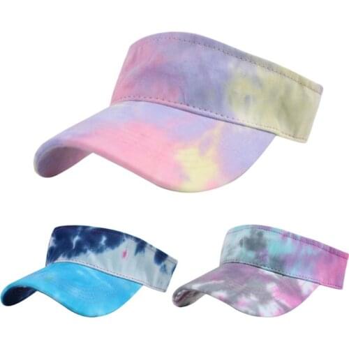 Adult Sport Empty Top Baseball Cap Colorful Gradient Tie-Dye Sunscreen Visor Hat A0NF